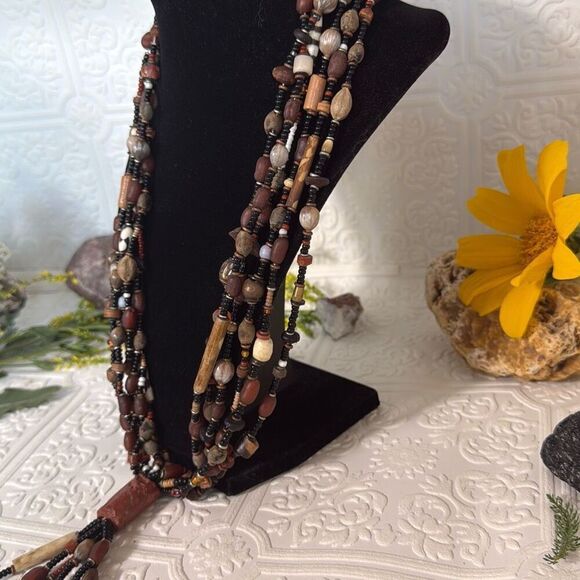 Vintage African Cast Brass Tribal Warrior Multiple Strand Tassel Pendant Necklac - Picture 7 of 16